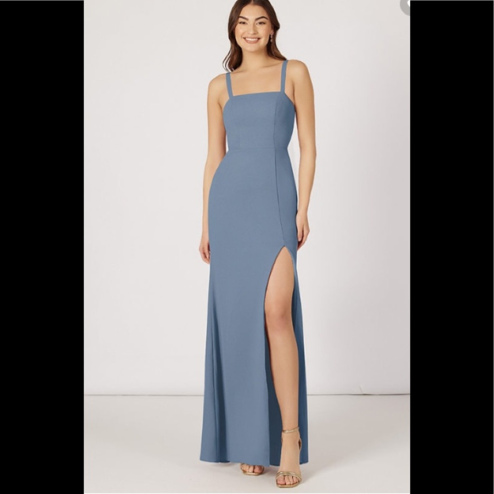 Azazie Gianetta dusty blue dress